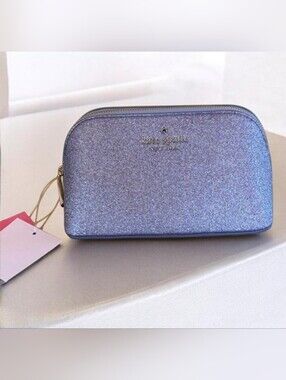 NWT Kate Spade New York Tinsel Glitter Cosmetic Case - Lilac Frost Purple RARE